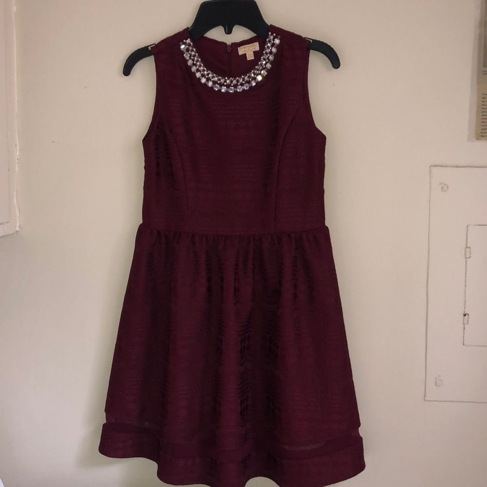 Monteau Couture maroon girls dress